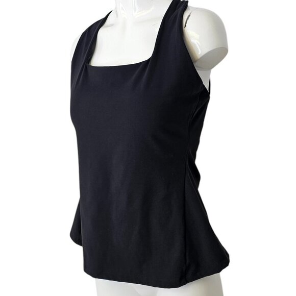 Buffbunny Collection Womens Strappy Back, Square Neck Tank Top, Black, L - Picture 7 of 7